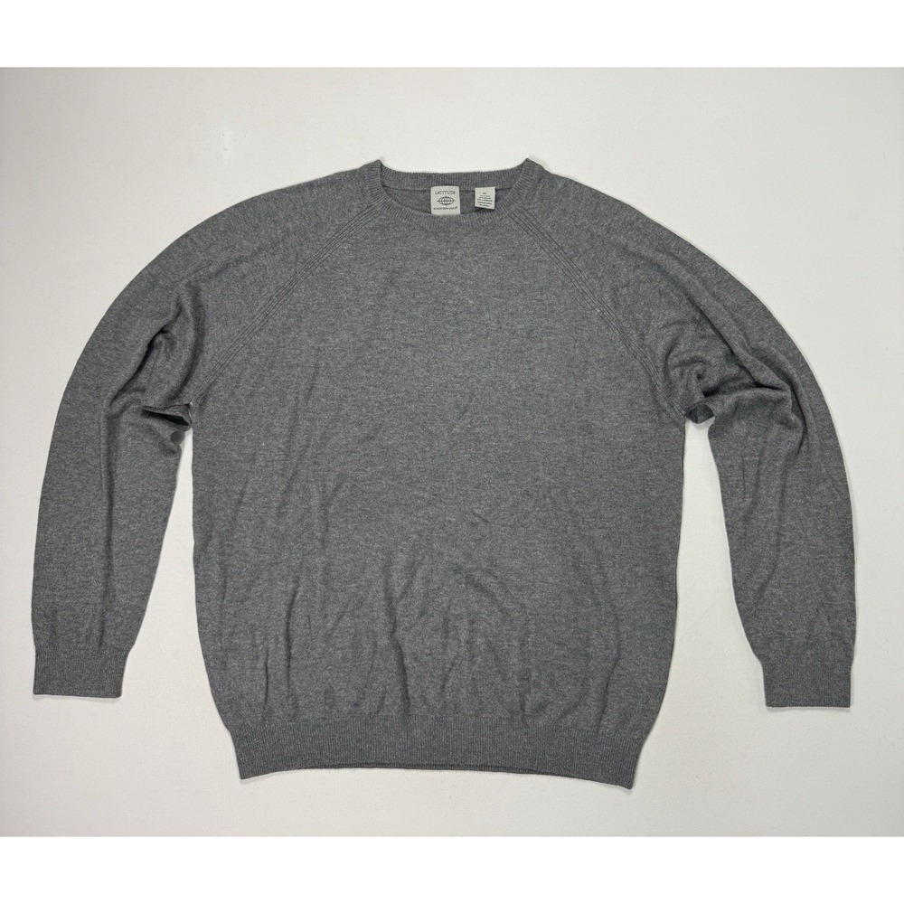 Latitude Northern Isles Mens XL Grey Silk Rayon Cashmere Crewneck Sweater Knit